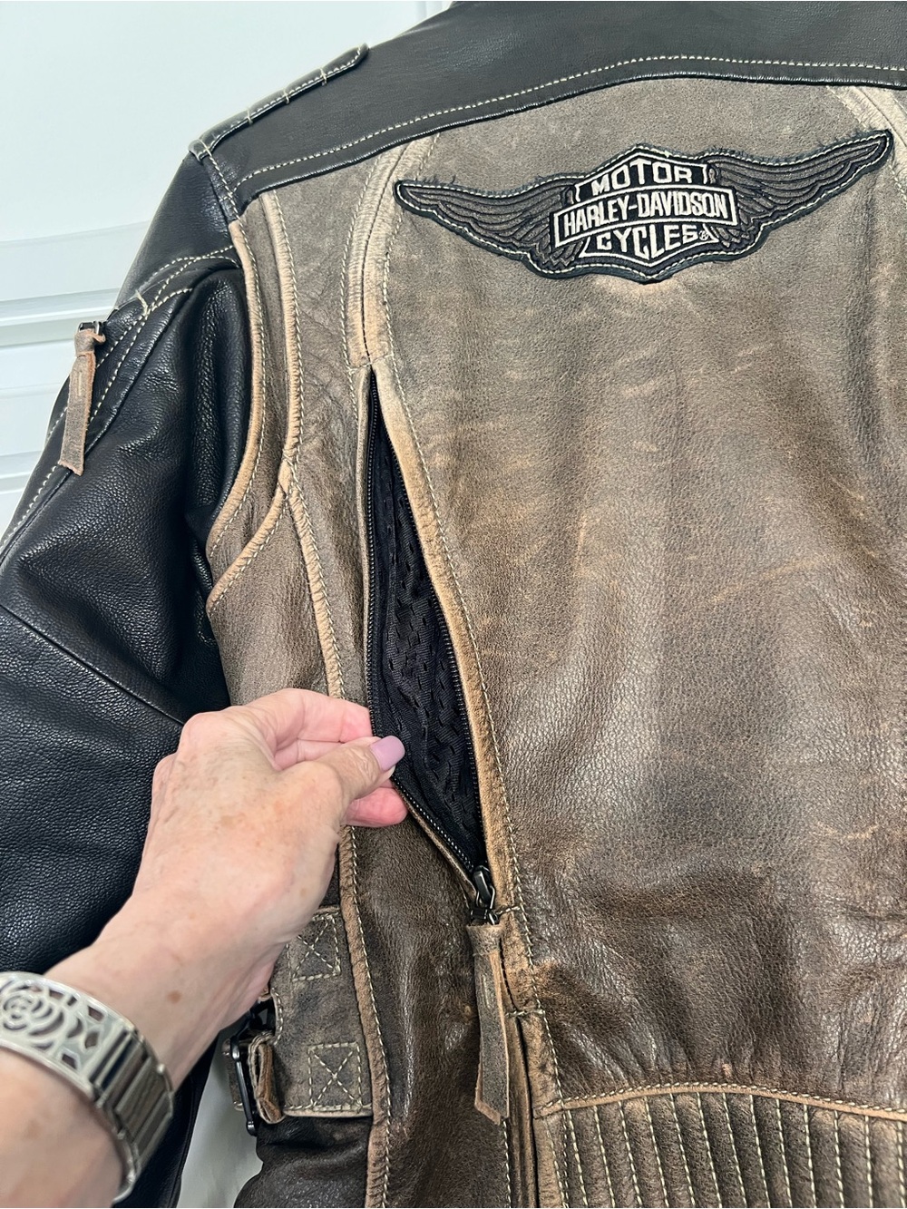 Harley-Davidson Brown and Black Women's Leather Riding Jacket - Picture 12 of 13